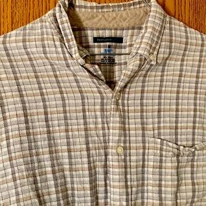 Mens Medium Slim Fit Van Heusen Studio white checkered button up